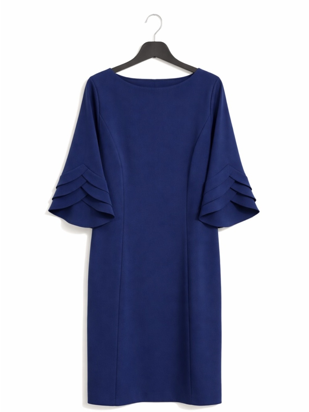 DKNY Navy Shift Dress Women’s Size 12 Scalloped Sleeve Elegant